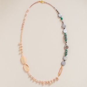 Verona Pink & Grey Freshwater Pearl Long Necklace - 14K Gold Clasp